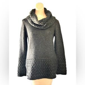 A V A Wool Blend Cowl Neck Sweater Woven Cable Patterning Sz S